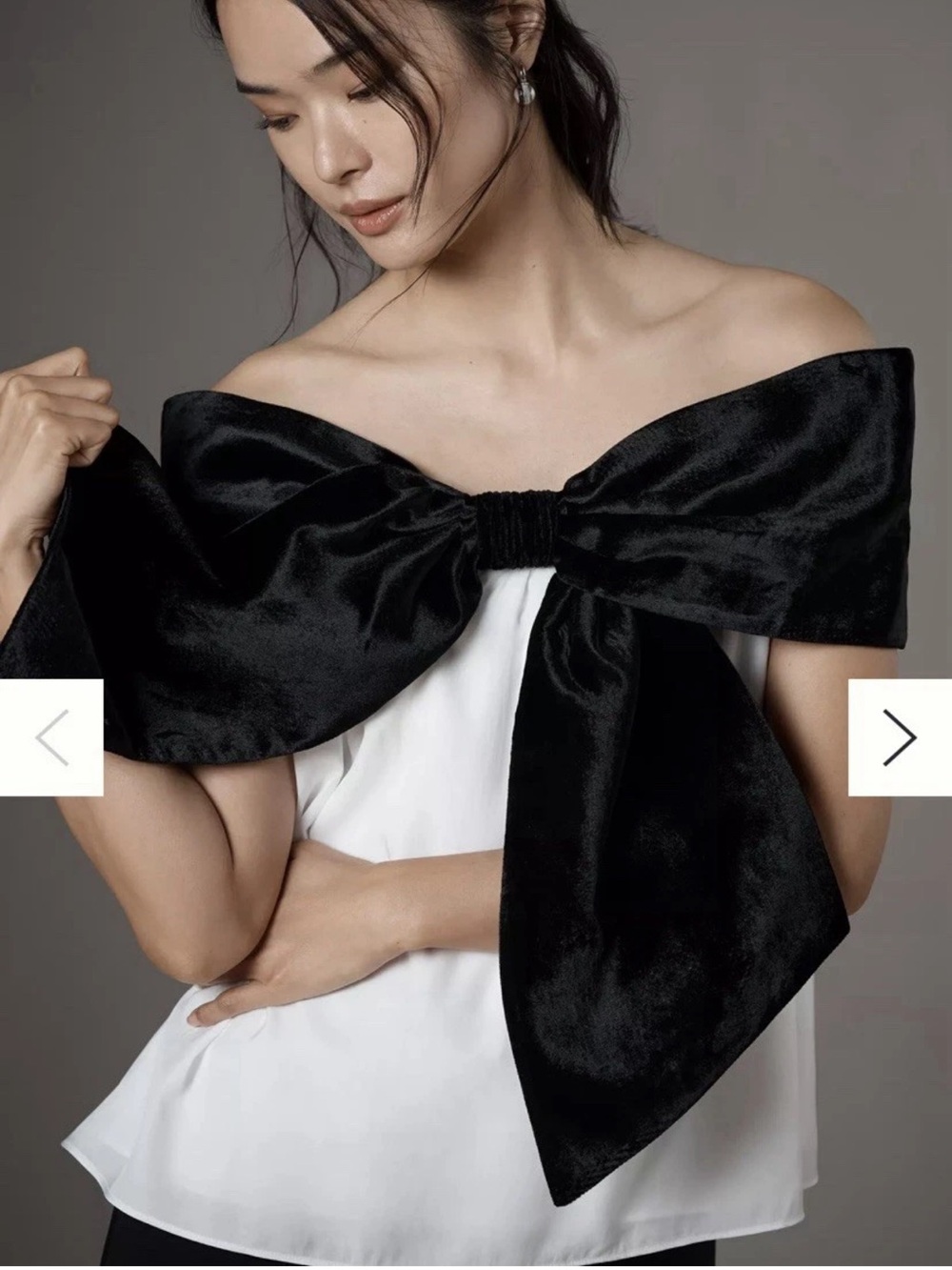 Mare Mare Anthropologie White Top Black Bow XXS XS New NWT Off Shoulder Blouse